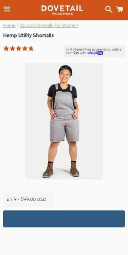 Frame #5 - dovetailworkwear.com/collections/overalls-for-women/products/hemp-utility-shortall-in-dovetail-blue?variant=40081856757794